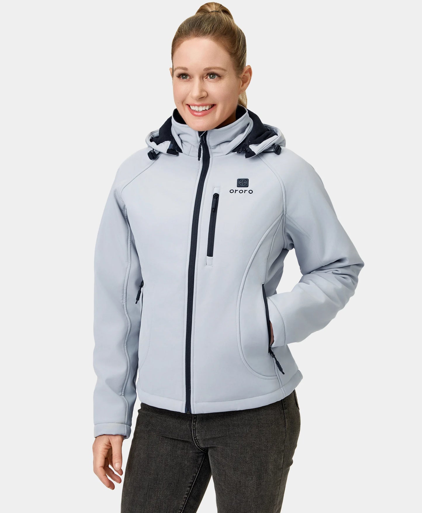 Women's Heated Jacket (4 Heating Zones) - Sharkskin Grey / Black & Red