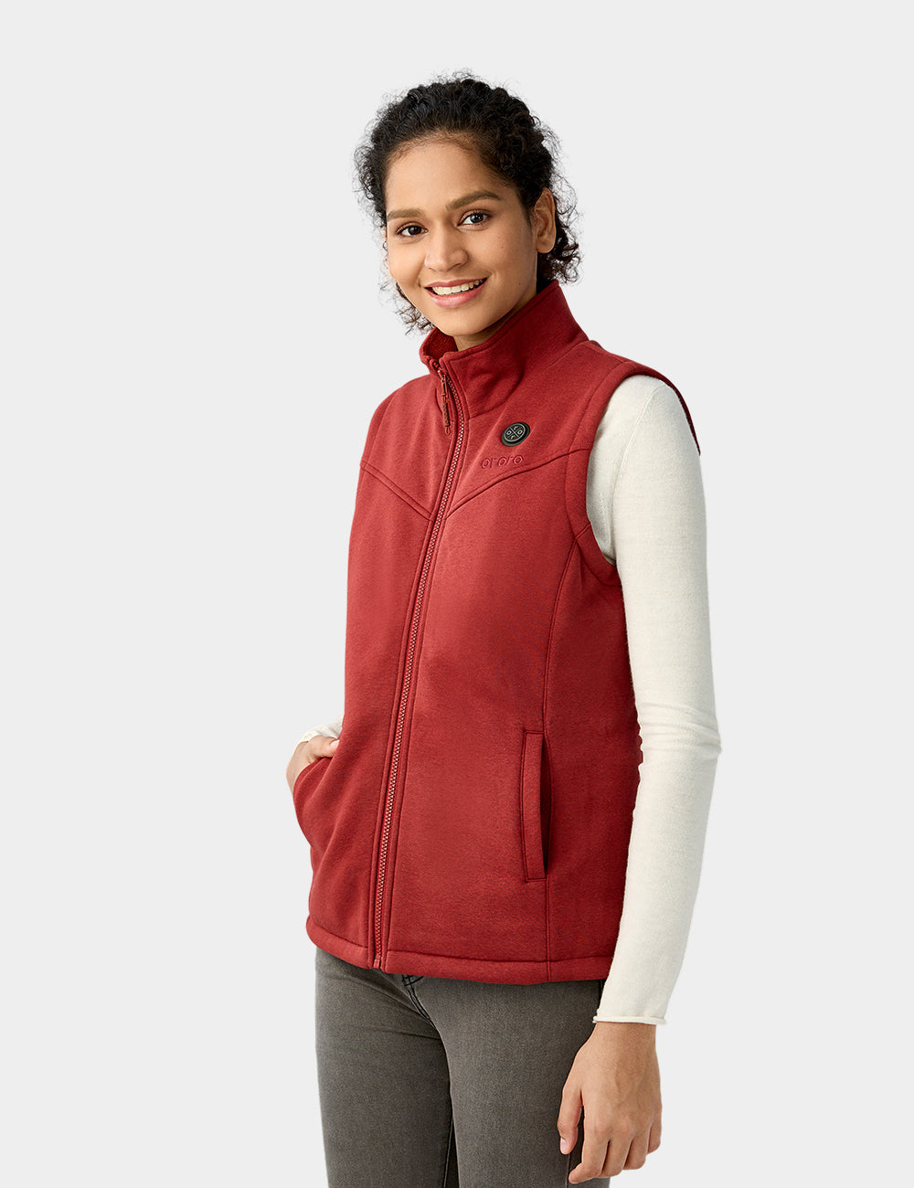 Women's Heated Fleece Vest - Red