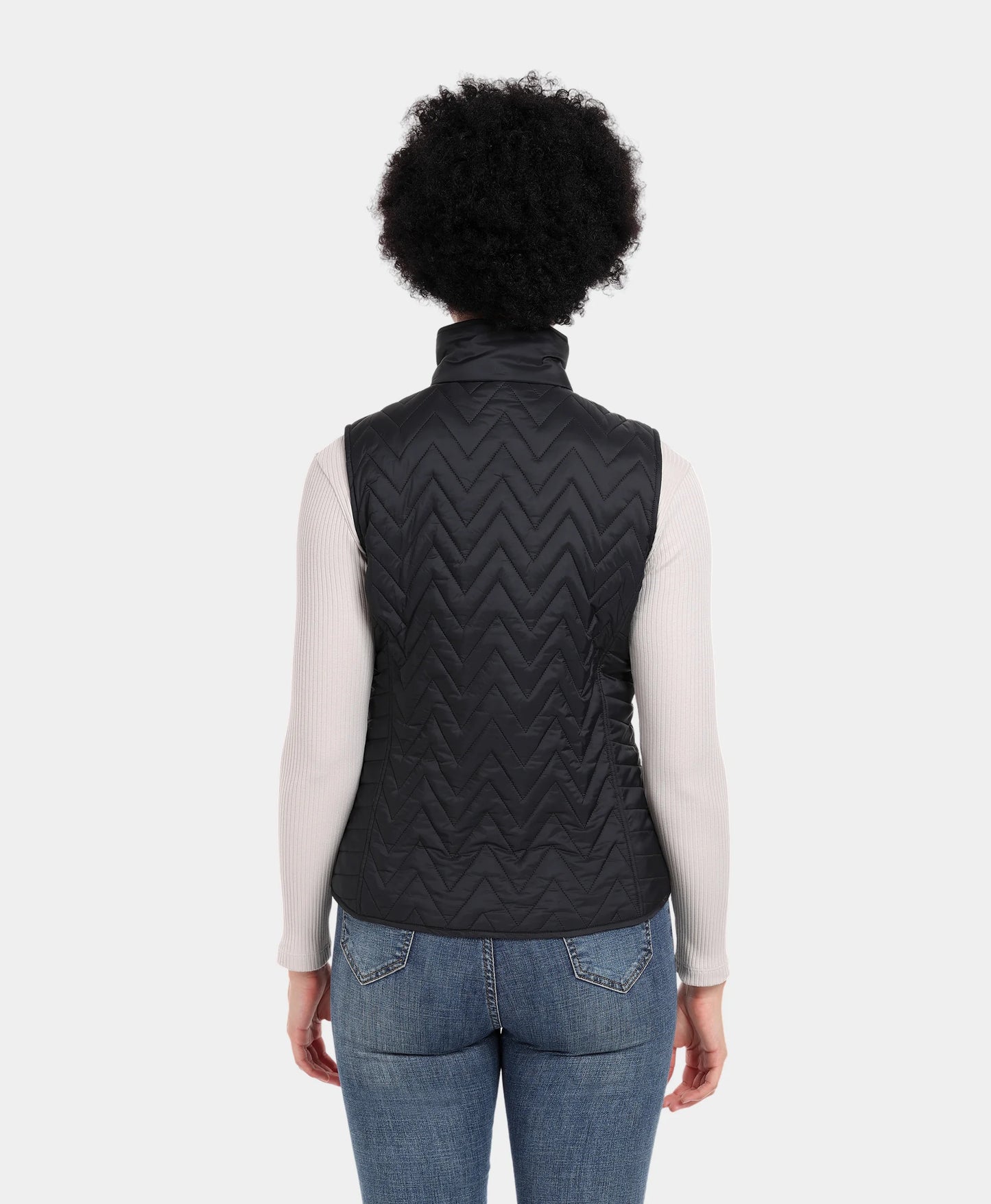 Women's Heated Chevron Quilted Gilet - Black / Purple