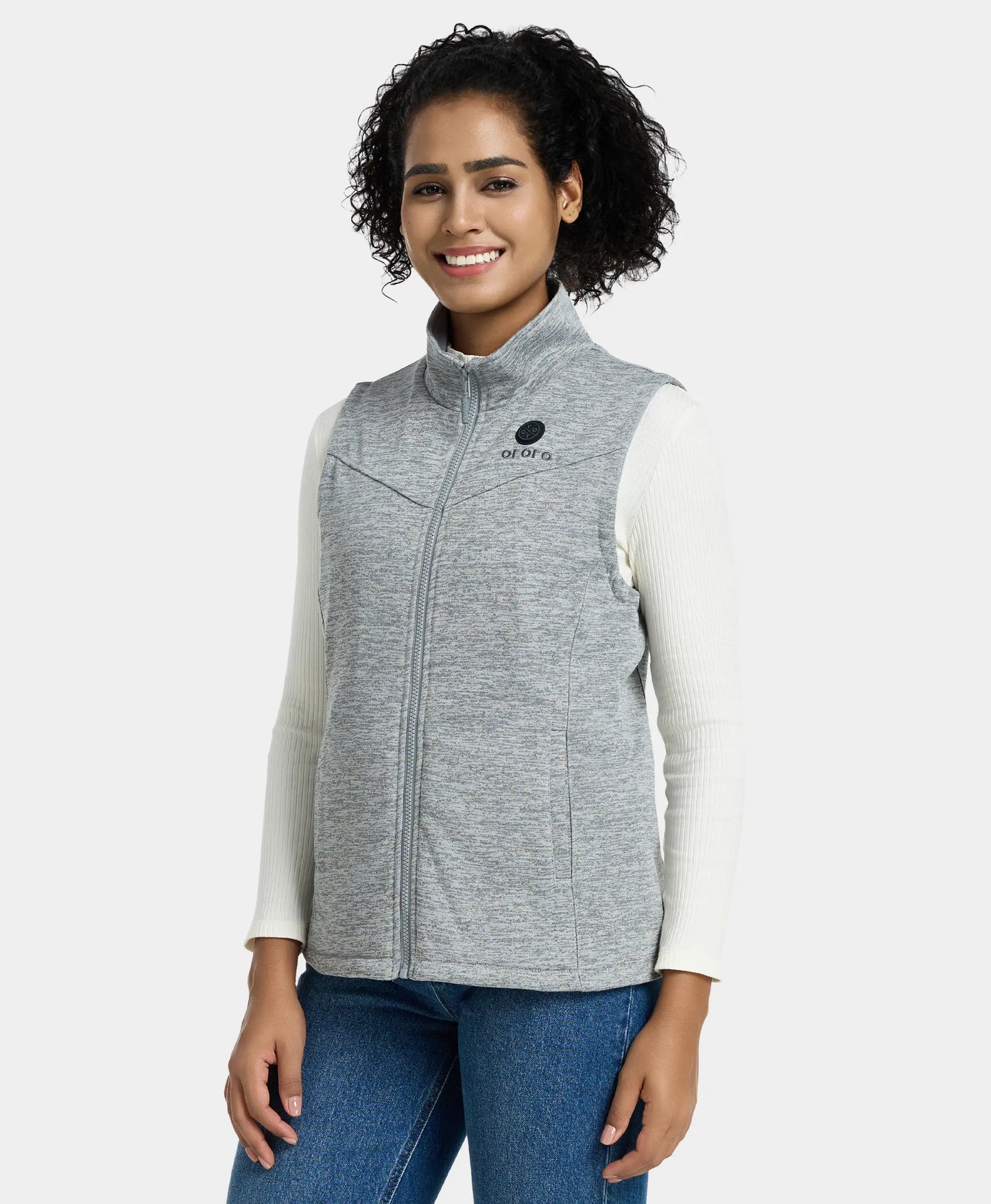 Women's Heated Fleece Gilet - Purple / Flecking Grey