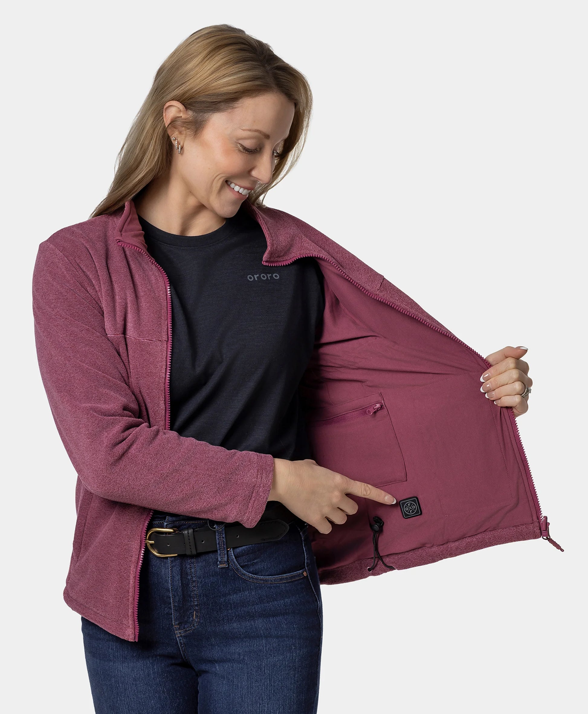 River Ridge Women's 4-Zone Fleece Liner Heated Jacket - Maroon