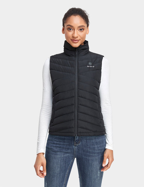 Women's Heated Lightweight Down Vest - Black ,view 2