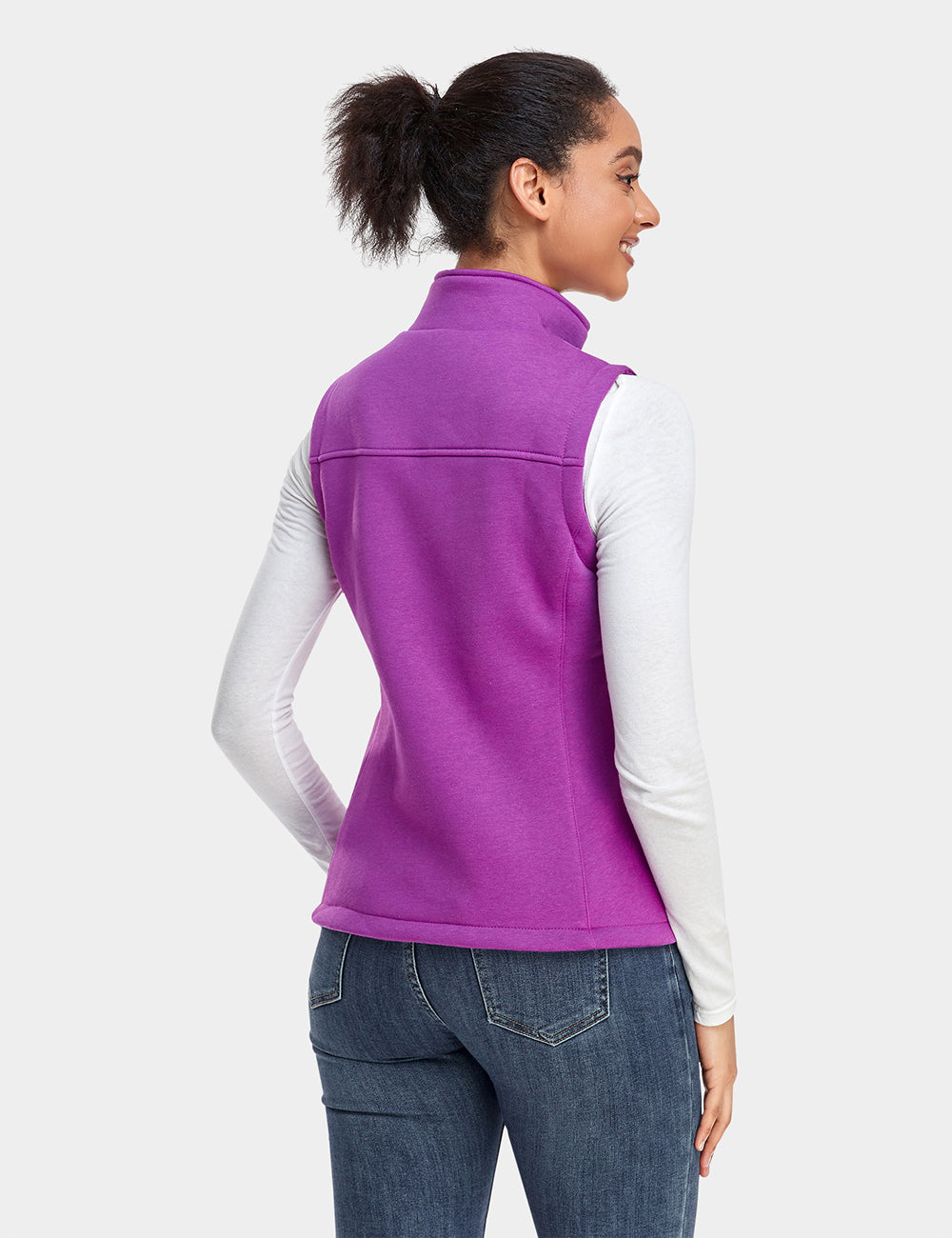 Women's Heated Fleece Gilet - Purple / Flecking Grey