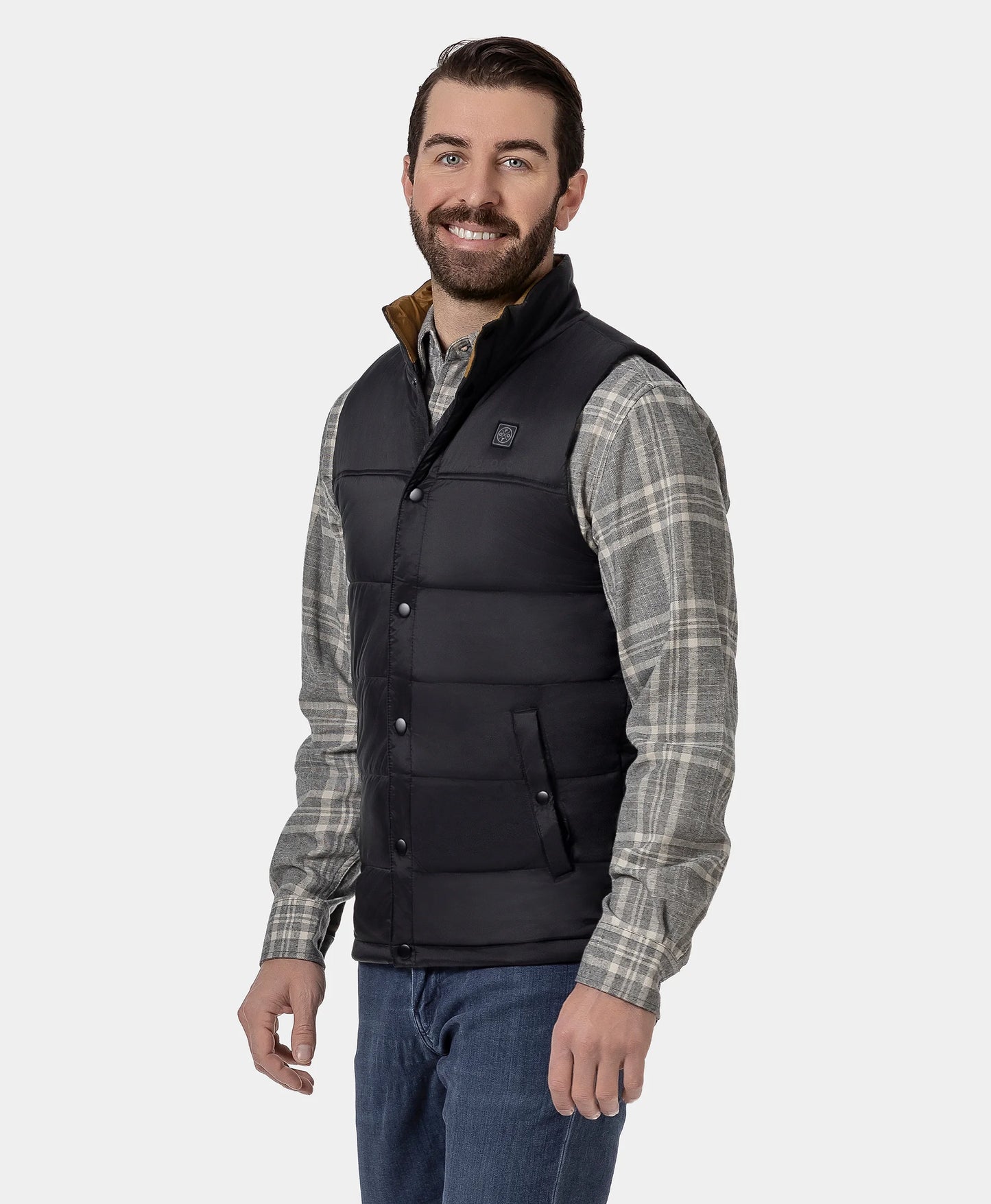 PuffLyte Men's 3-Zone Heated Lightweight Gilet - Black / Khaki