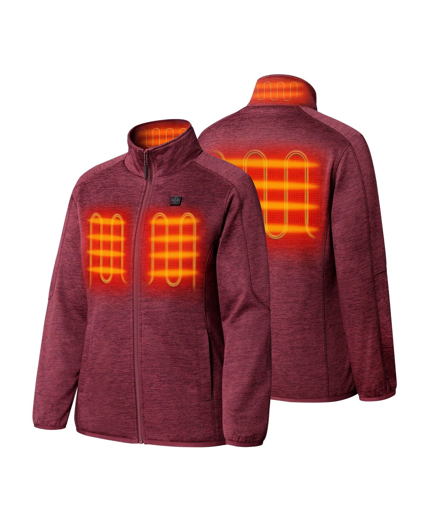 Women's Heated Full-Zip Fleece Jacket 4 Heating Zones Maroon