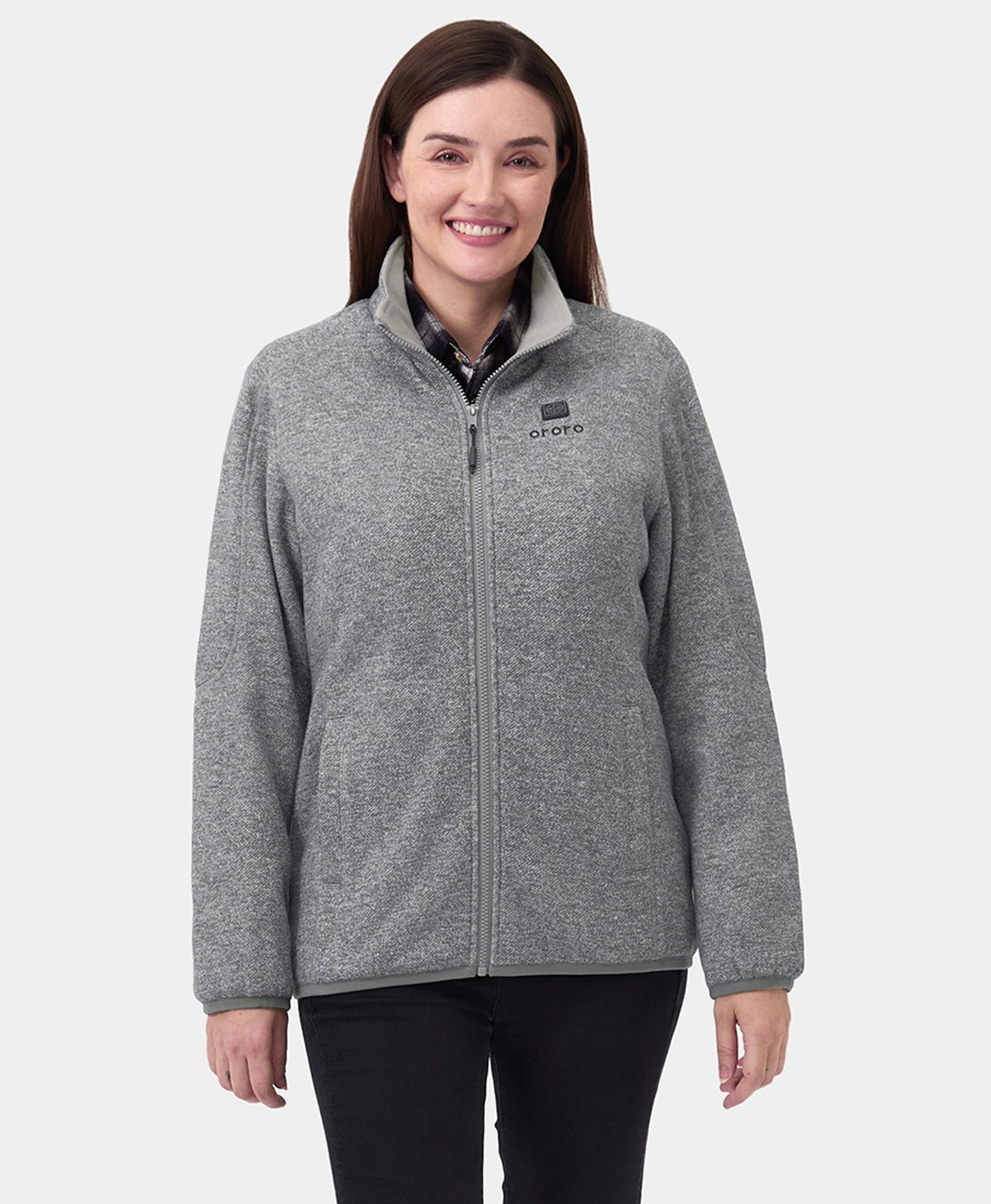 Women's Heated Full-Zip Fleece Jacket 4 Heating Zones Grey