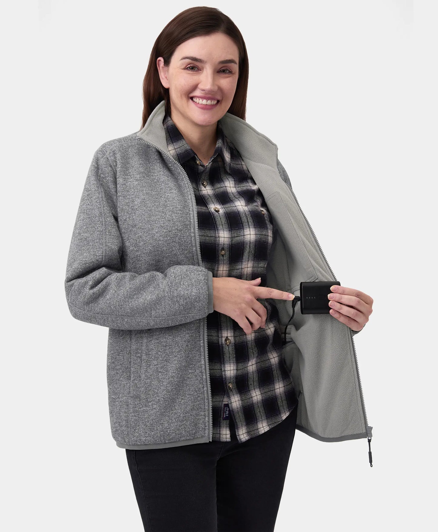 Women's Heated Full-Zip Fleece Jacket 4 Heating Zones with battery