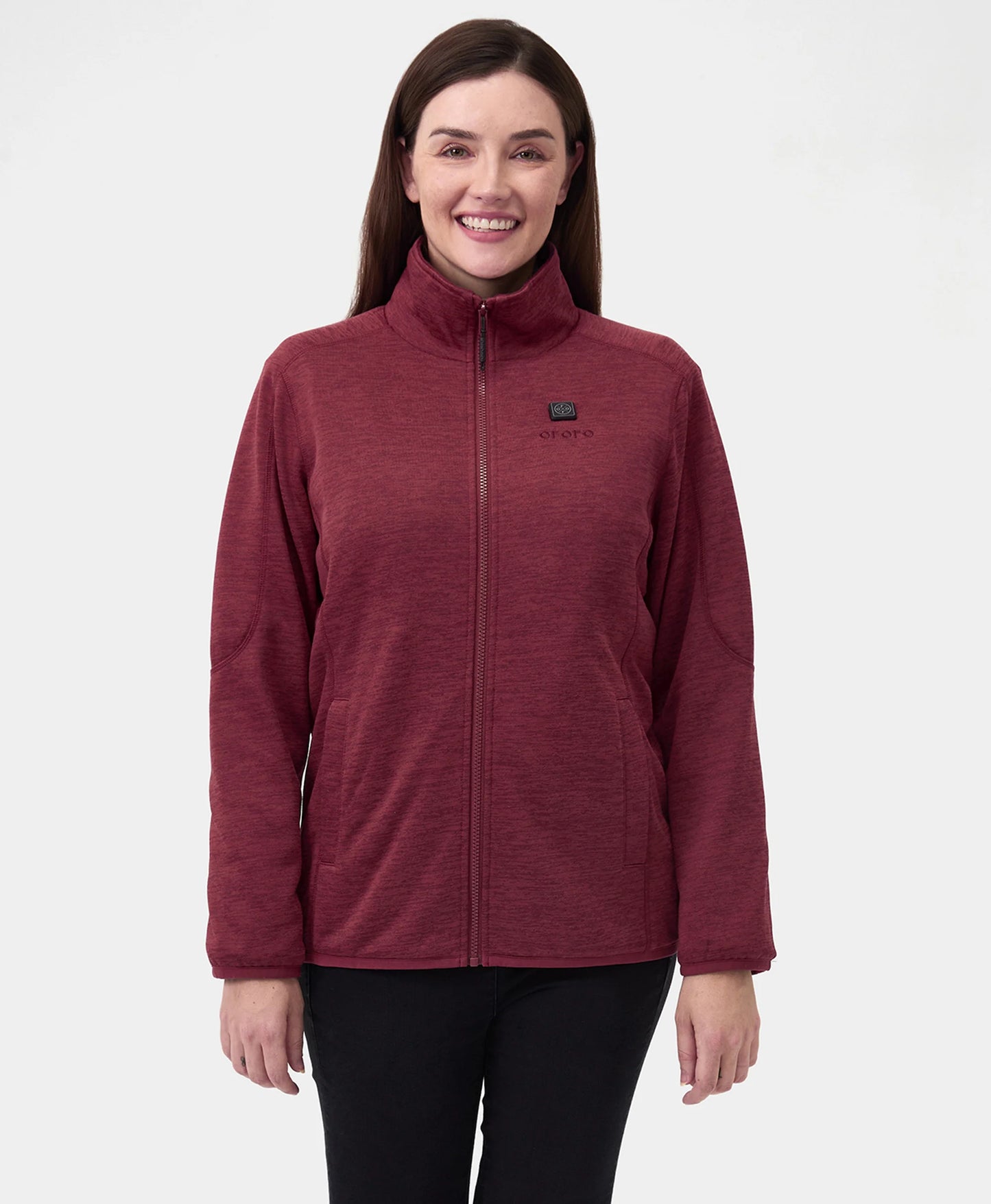 Women's Heated Full-Zip Fleece Jacket 4 Heating Zones Maroon