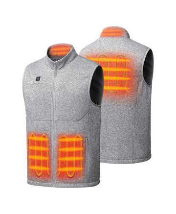 Augusta Tournament Men's 4-Zone Heated Sweater Fleece Vest-Gray Augusta Tournament Men's 4-Zone Heated Sweater Fleece Vest-Gray