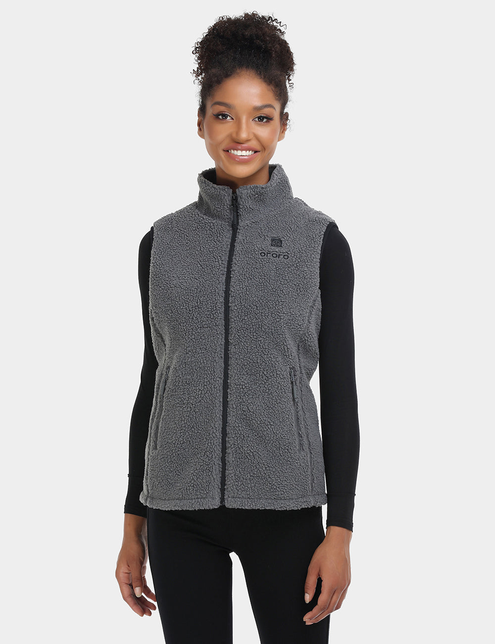Women's Heated Recycled Fleece Gilet Grey Heating Zones