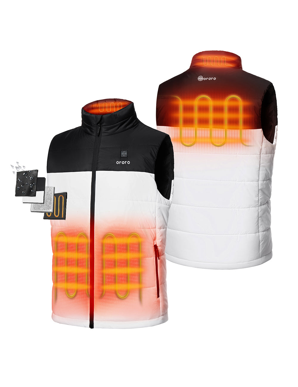 Left & Right Pocket, Upper Back and Collar Heating