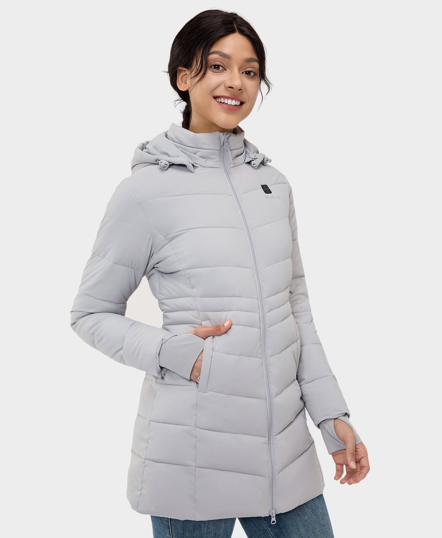 Women's Heated Puffer Parka Jacket - Black / Grey / Red / White