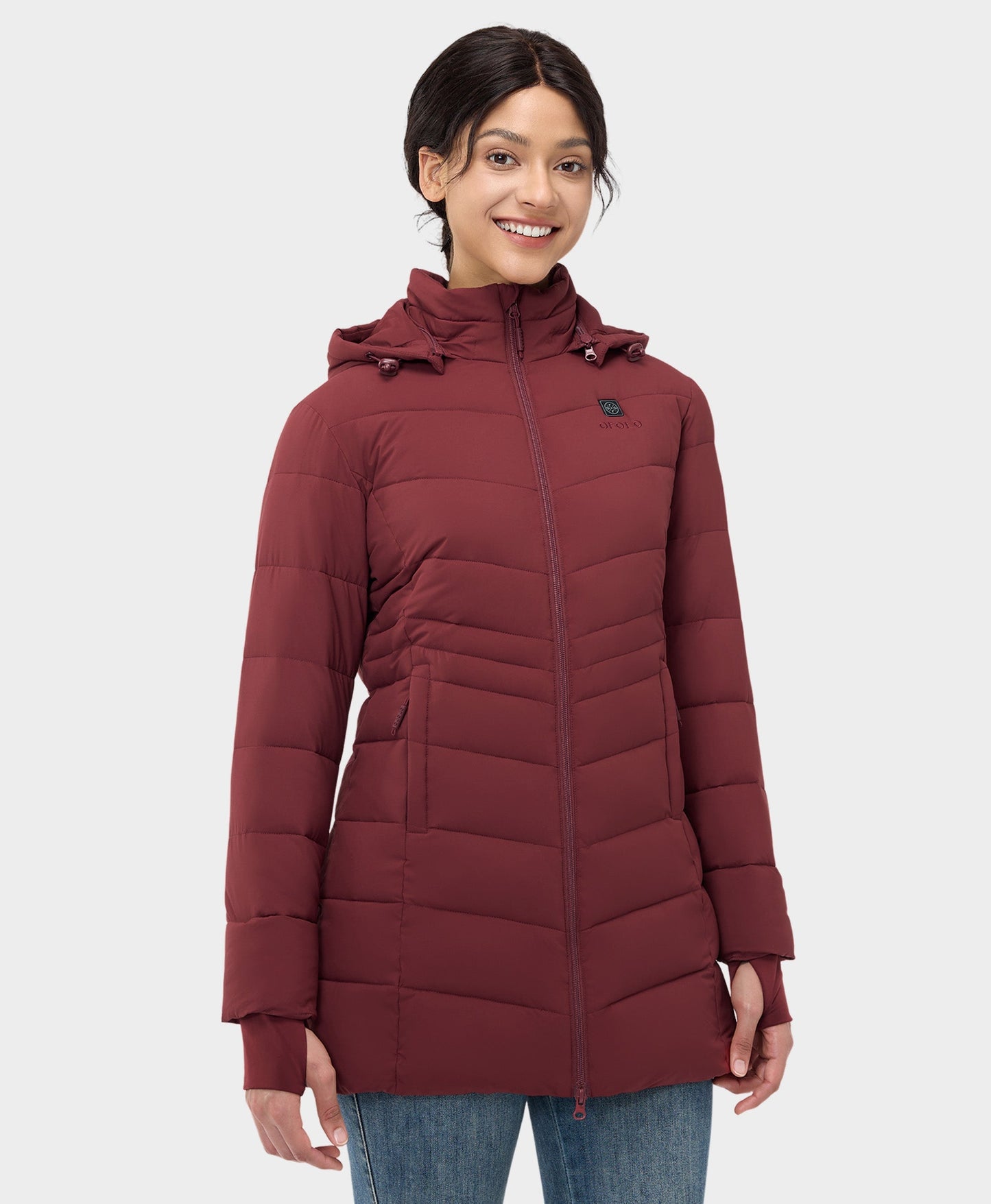 Women's Heated Puffer Parka Jacket - Black / Grey / Red / White