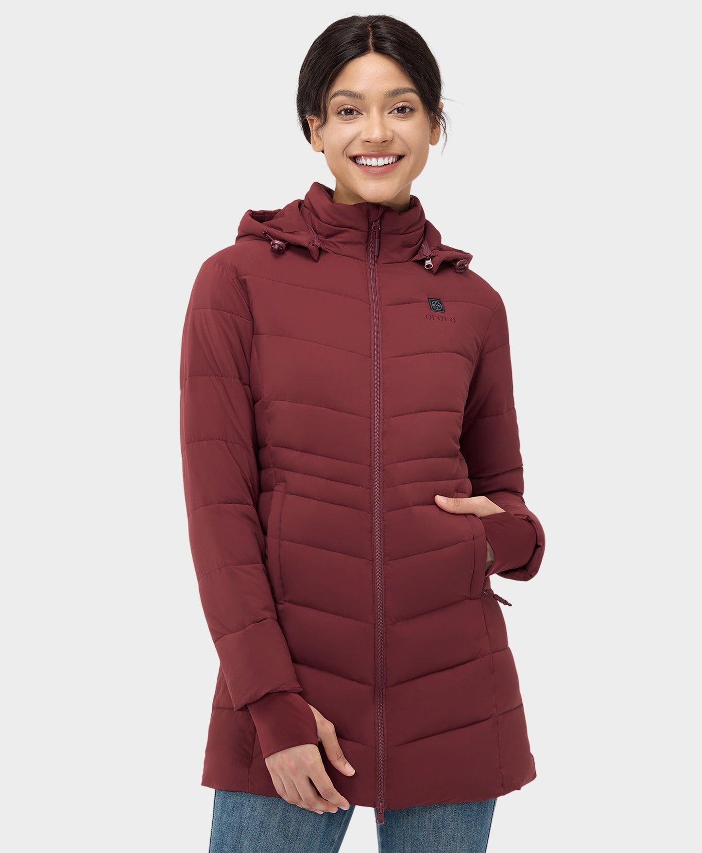 Women's Heated Puffer Parka Jacket - Black / Grey / Red / White