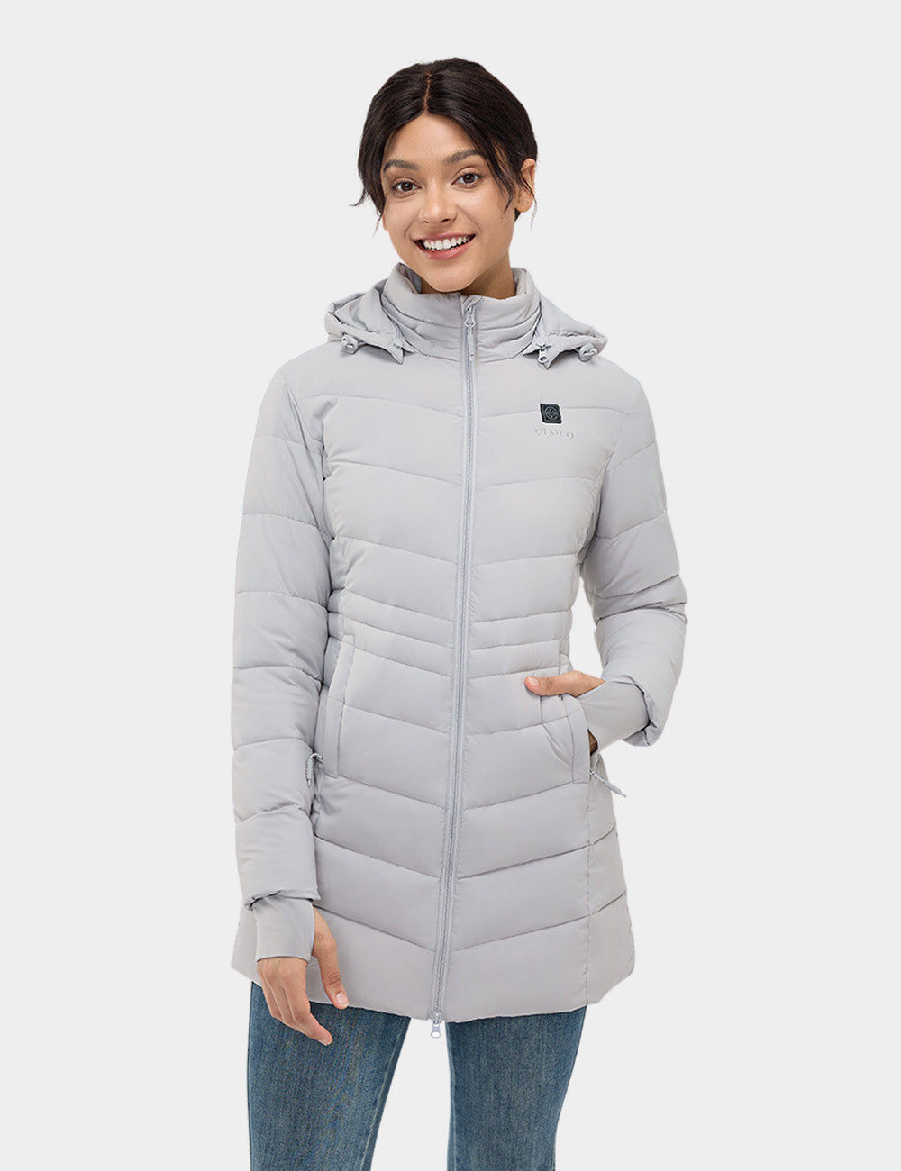 Women's Heated Puffer Parka Jacket - Black / Grey / Red / White