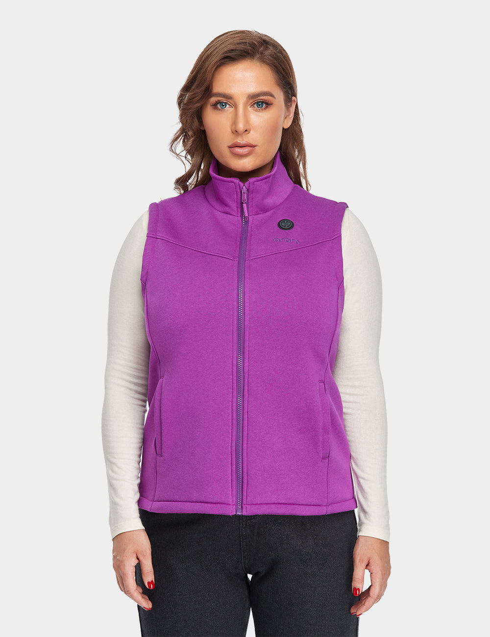 Women's Heated Fleece Gilet - Purple / Flecking Grey