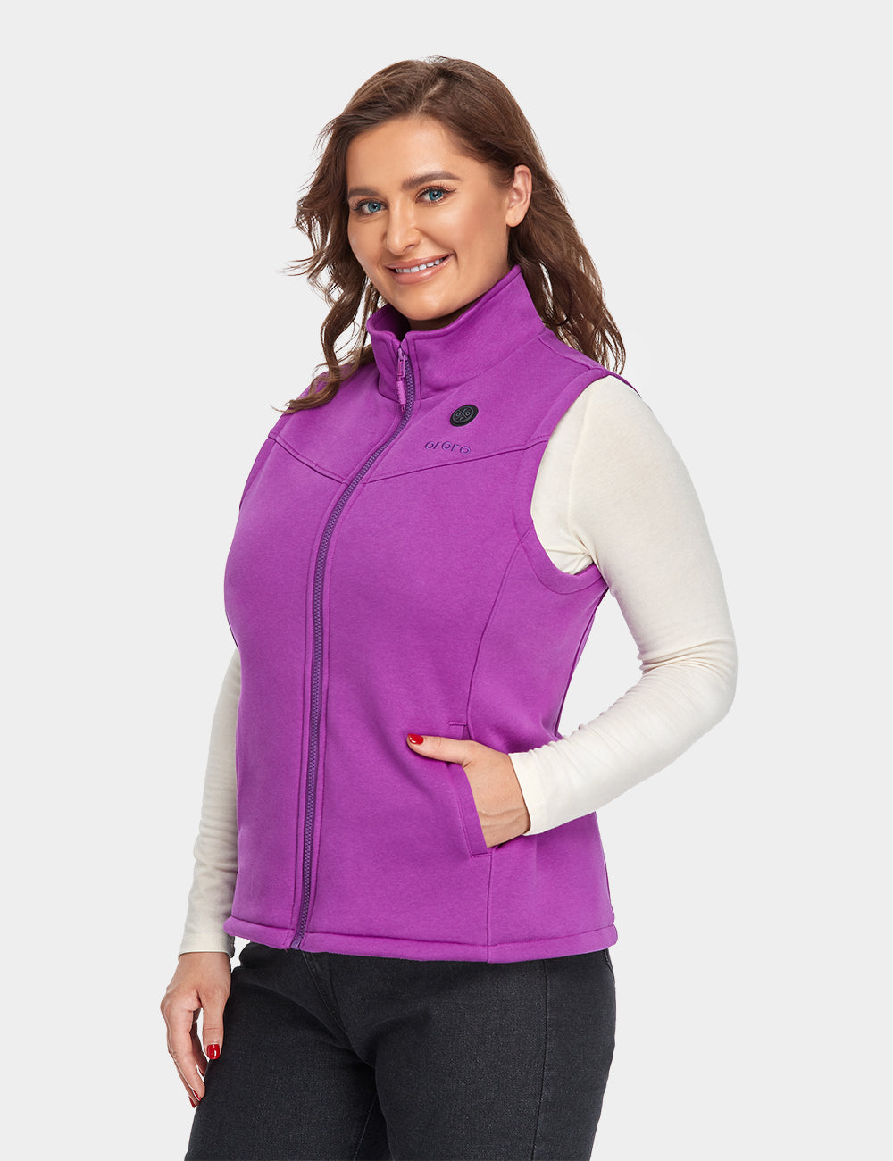 Women's Heated Fleece Gilet - Purple / Flecking Grey