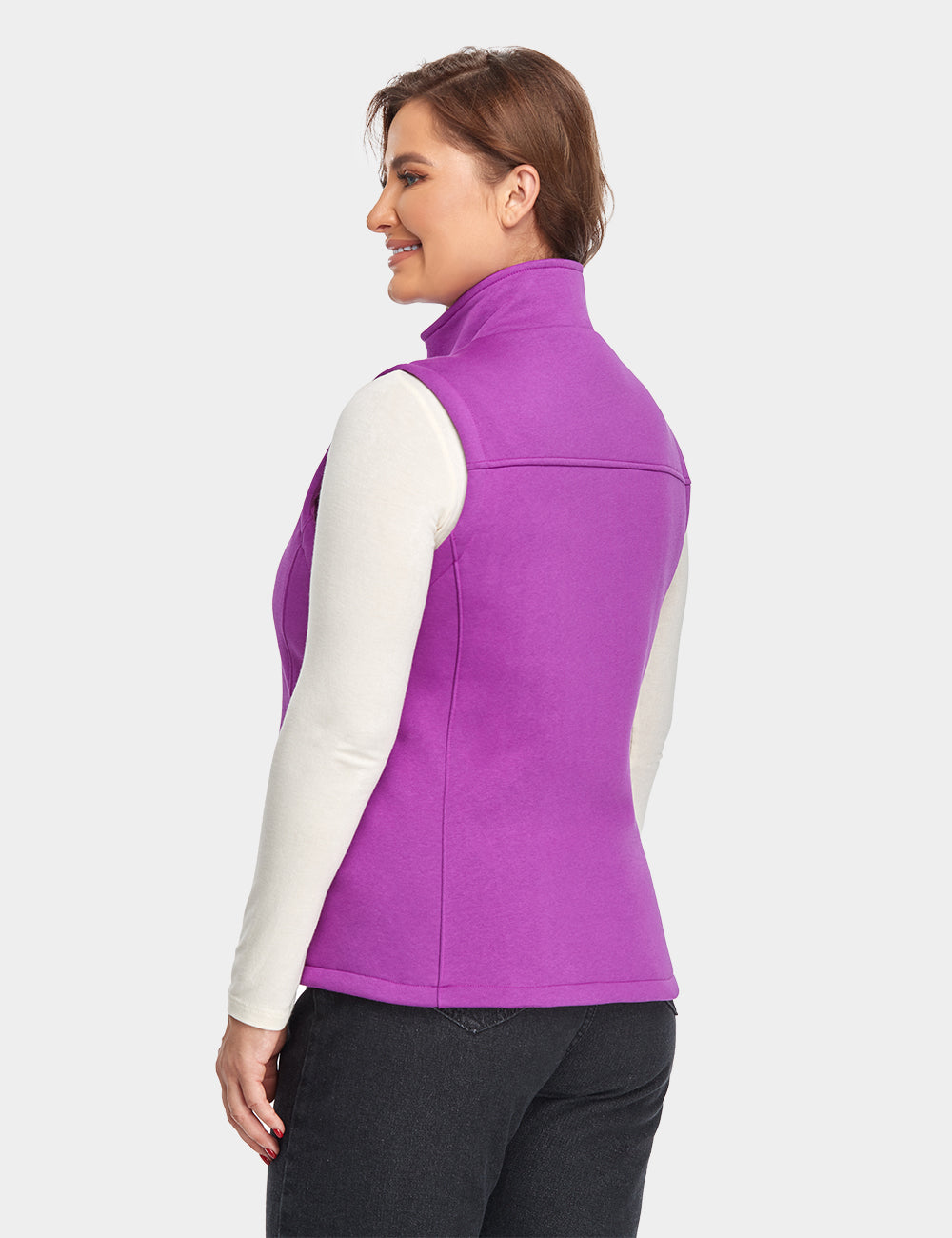 Women's Heated Fleece Gilet - Purple / Flecking Grey