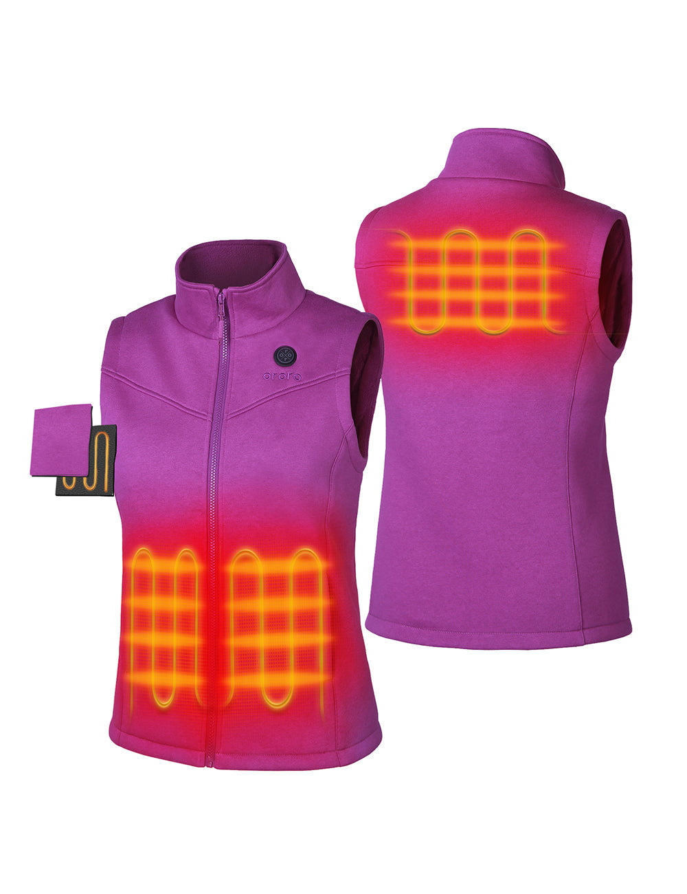 Women's Heated Fleece Gilet - Purple / Flecking Grey