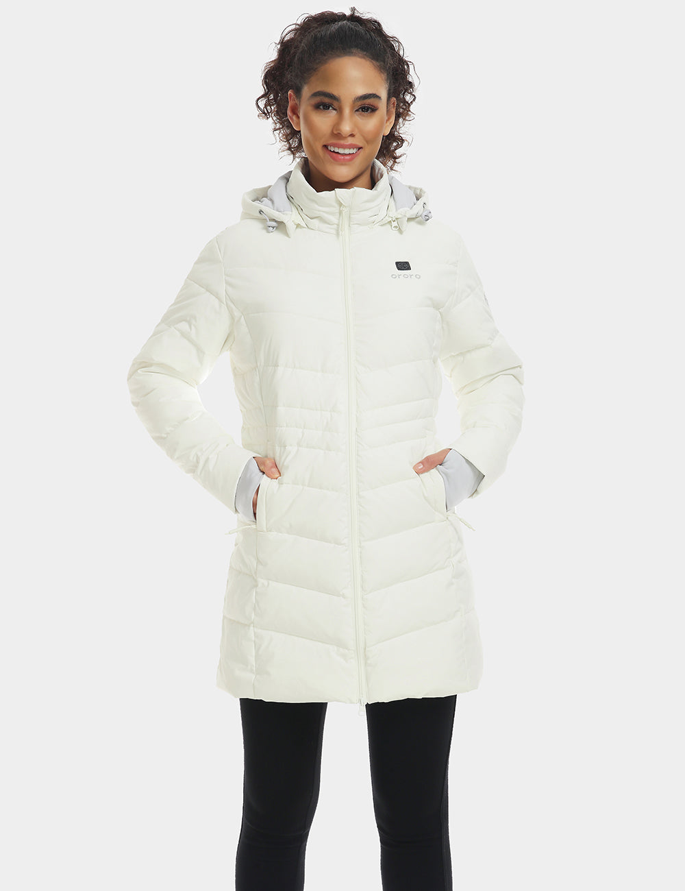 Women's Heated Puffer Parka Jacket - White