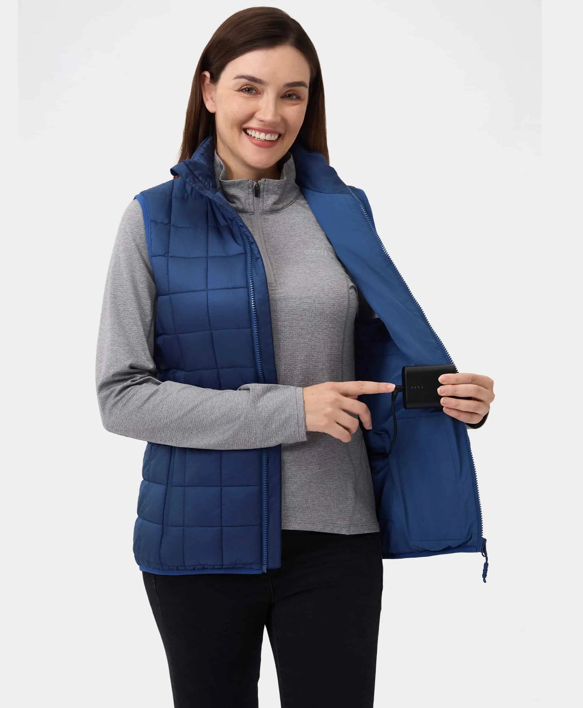 Prism Women's 4-Zone Quilted Heated Gilet battery pocket