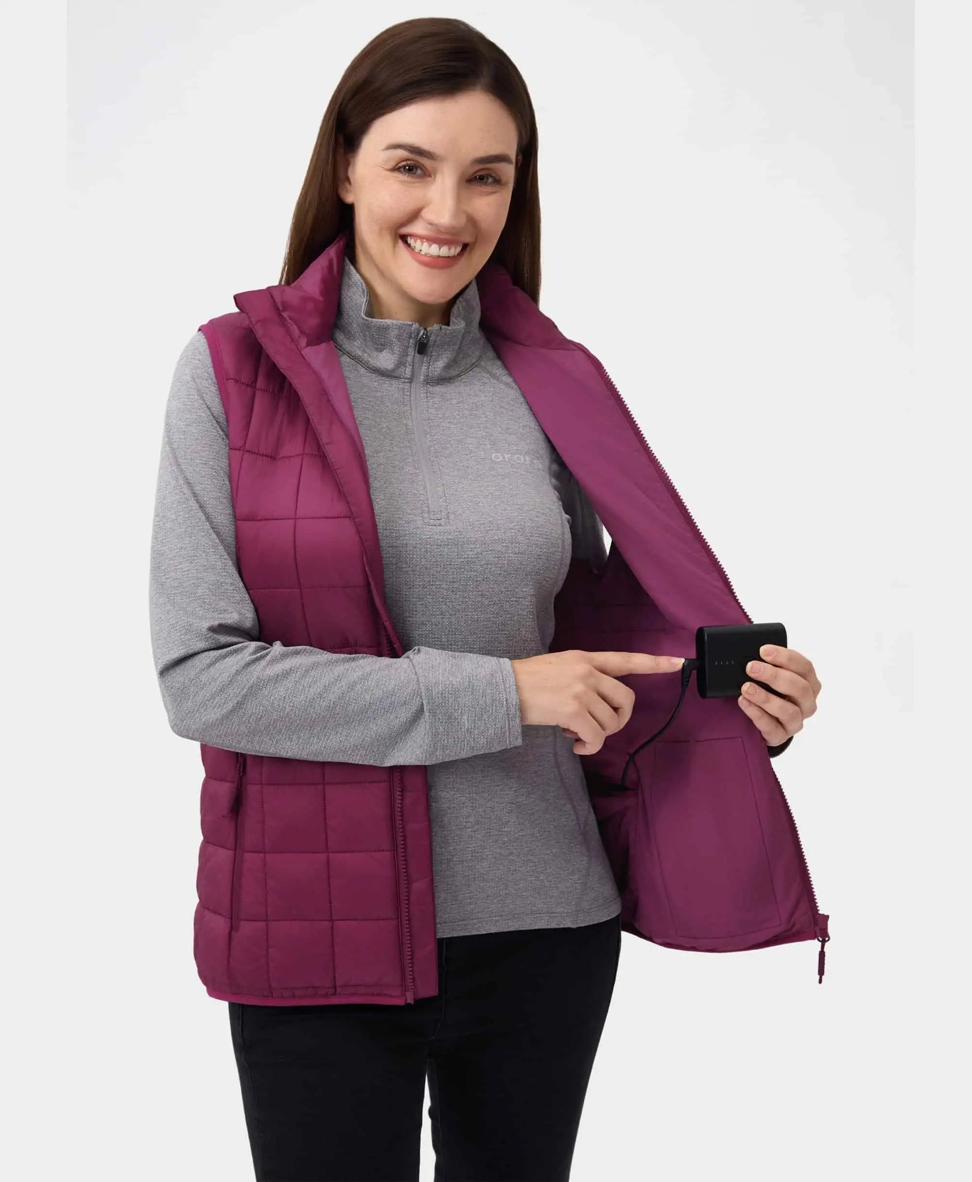 Prism Women's 4-Zone Quilted Heated Gilet battery pocket