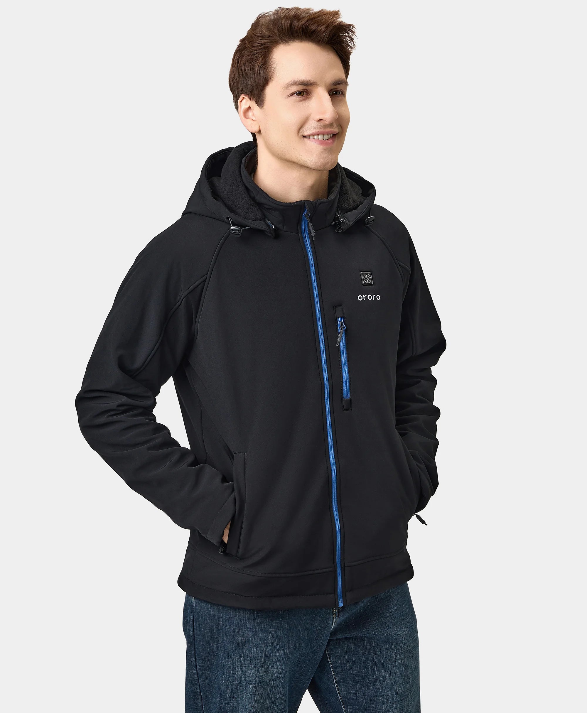Men's Heated Jacket (4 Heating Zones) - Black & Blue, Thumbnail 4