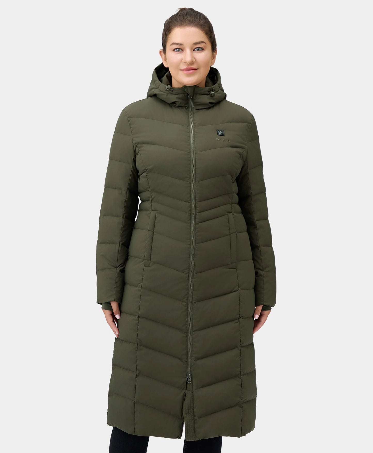 SOHO Women's Heated Down Parka Jacket - Green