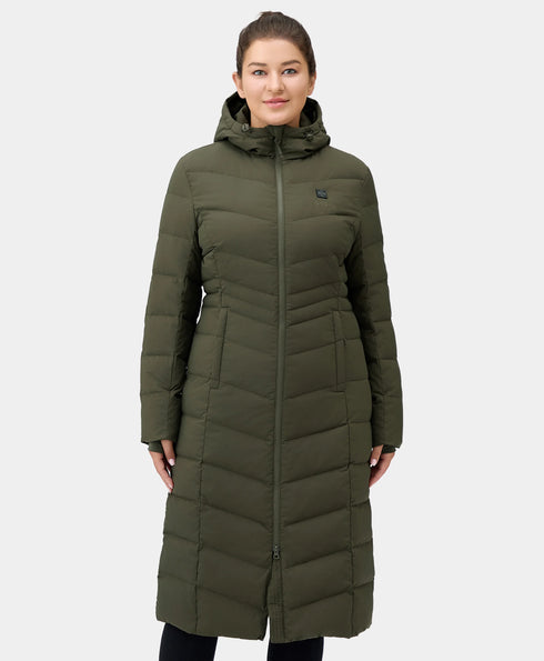 SOHO Women's Heated Down Parka Jacket - Green view 1