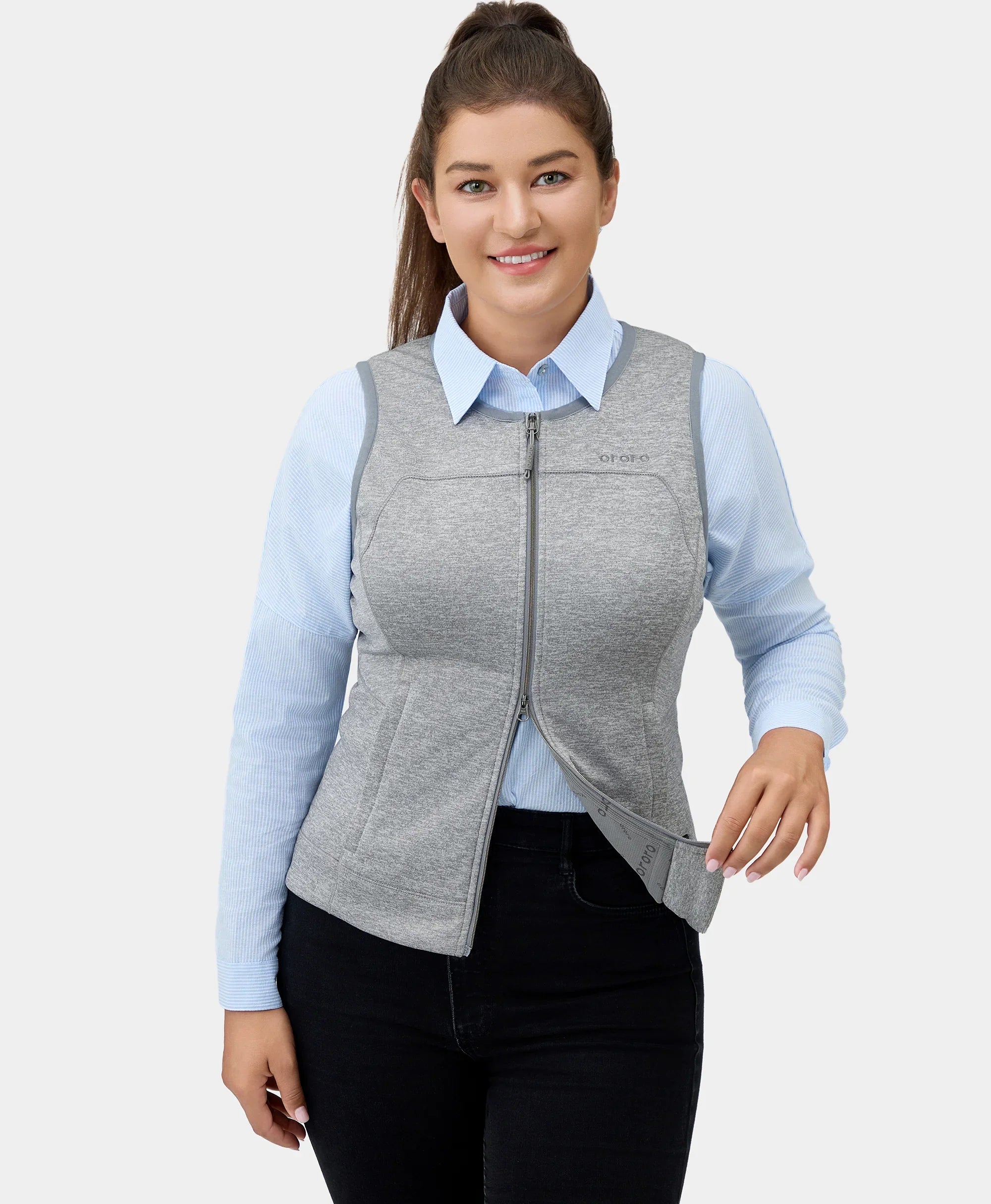 Suzanne Women's Heated Soft Armor Gilet - Flecking Grey, Thumbnail 6
