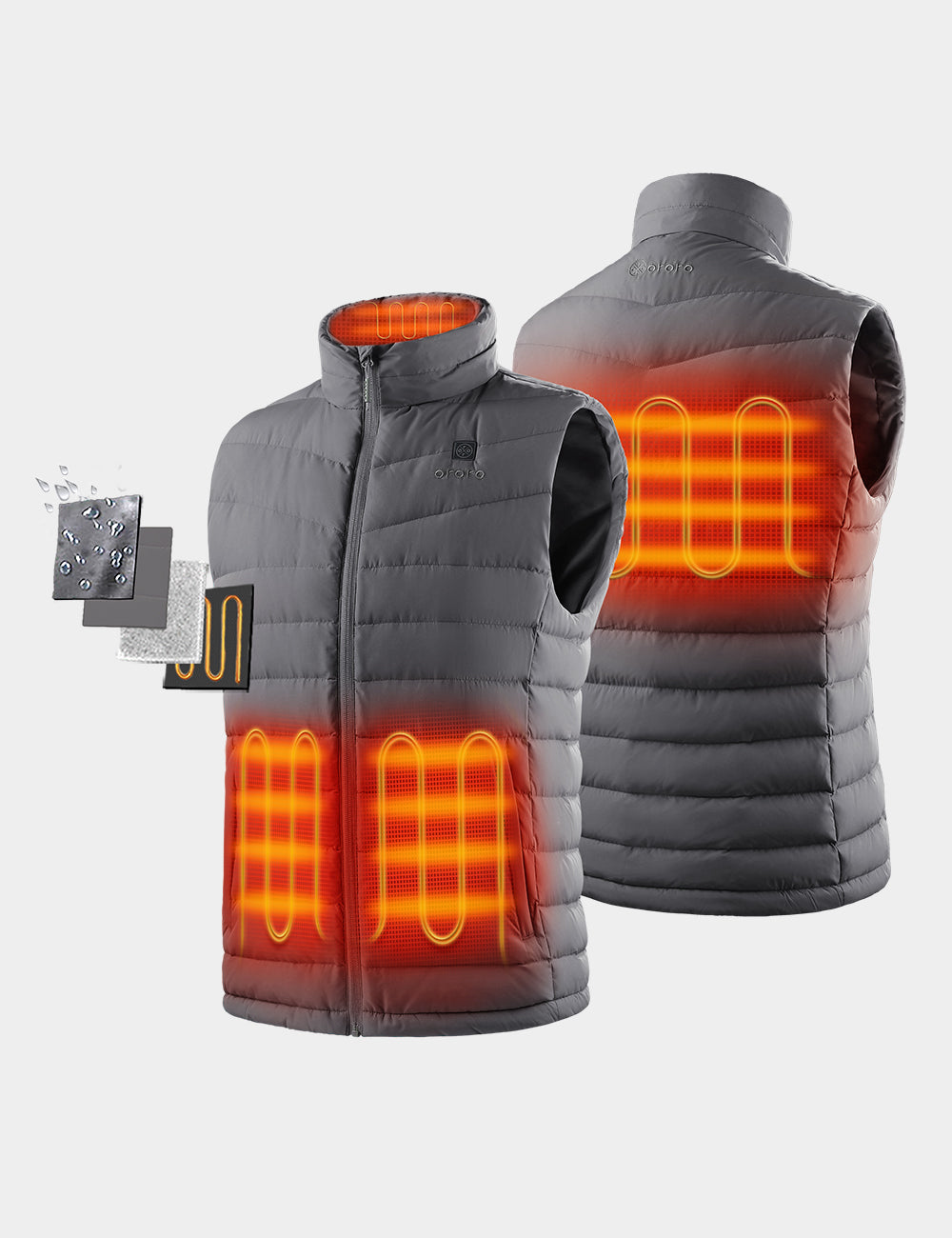 (Open-box) Men's Heated Lightweight Down Vest - Black / Gray, Thumbnail 12