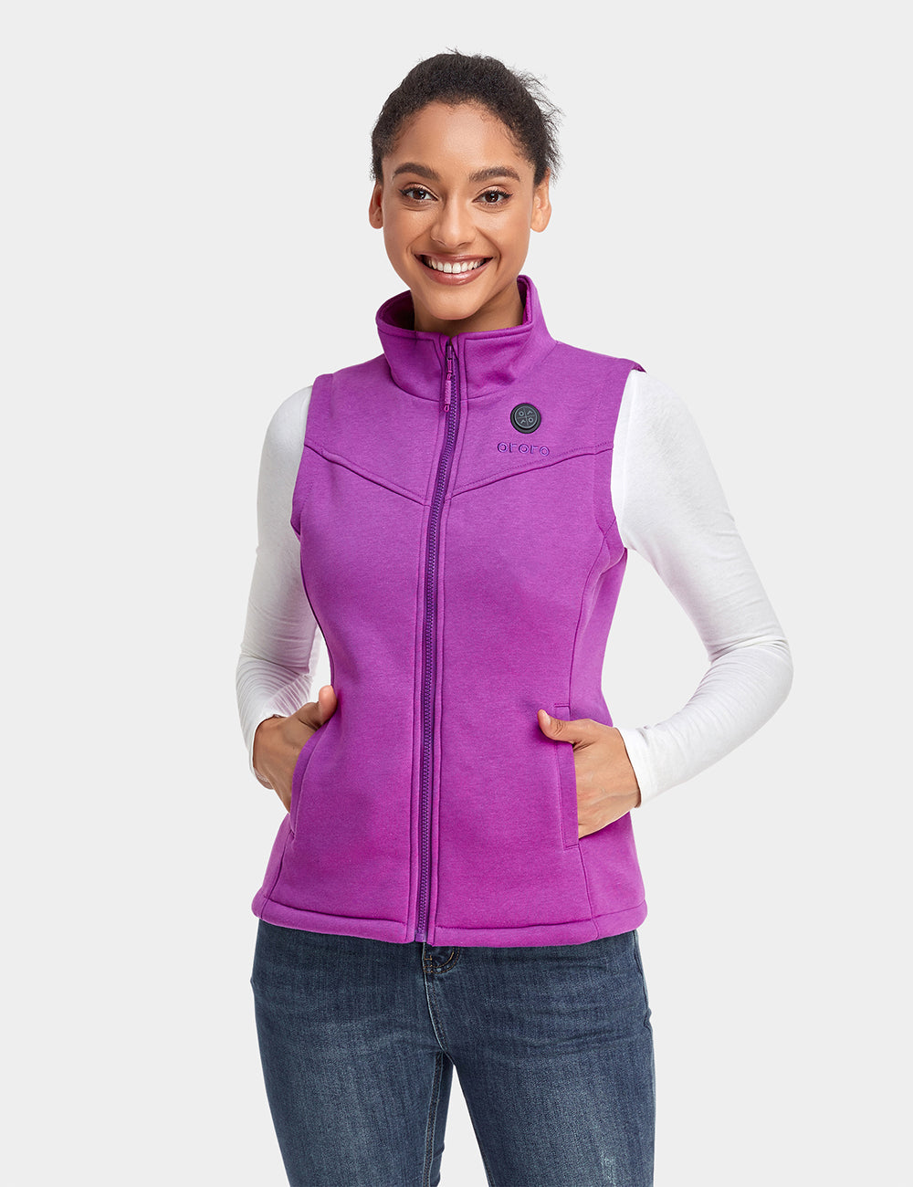 Women's Heated Fleece Vest - Purple / Flecking Grey