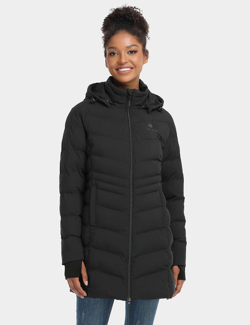 Women's Heated Puffer Parka Jacket - Black ,view 2