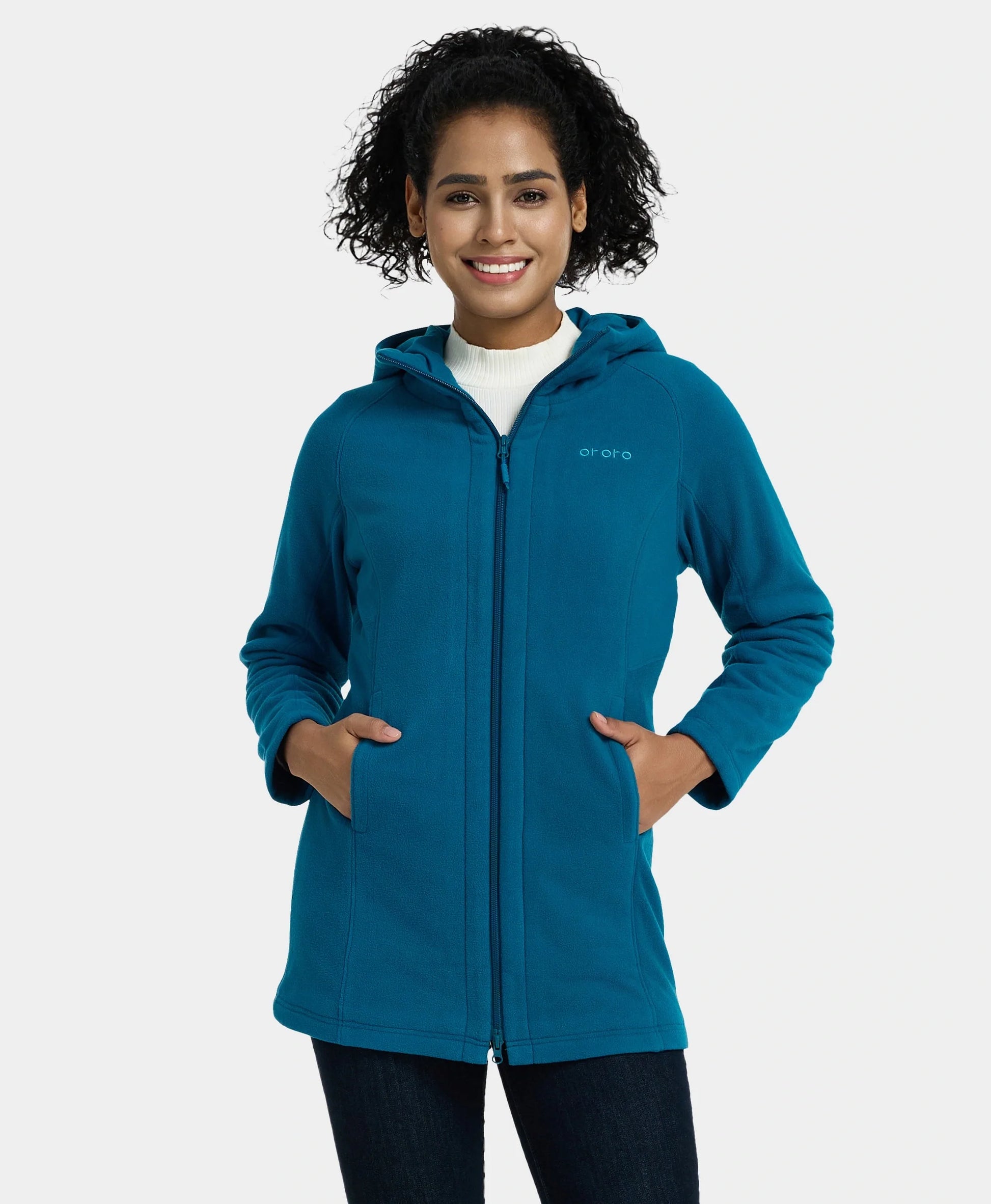 Heated Long Hooded Fleece Jacket Women s Jacket ororo ororo United Kingdom