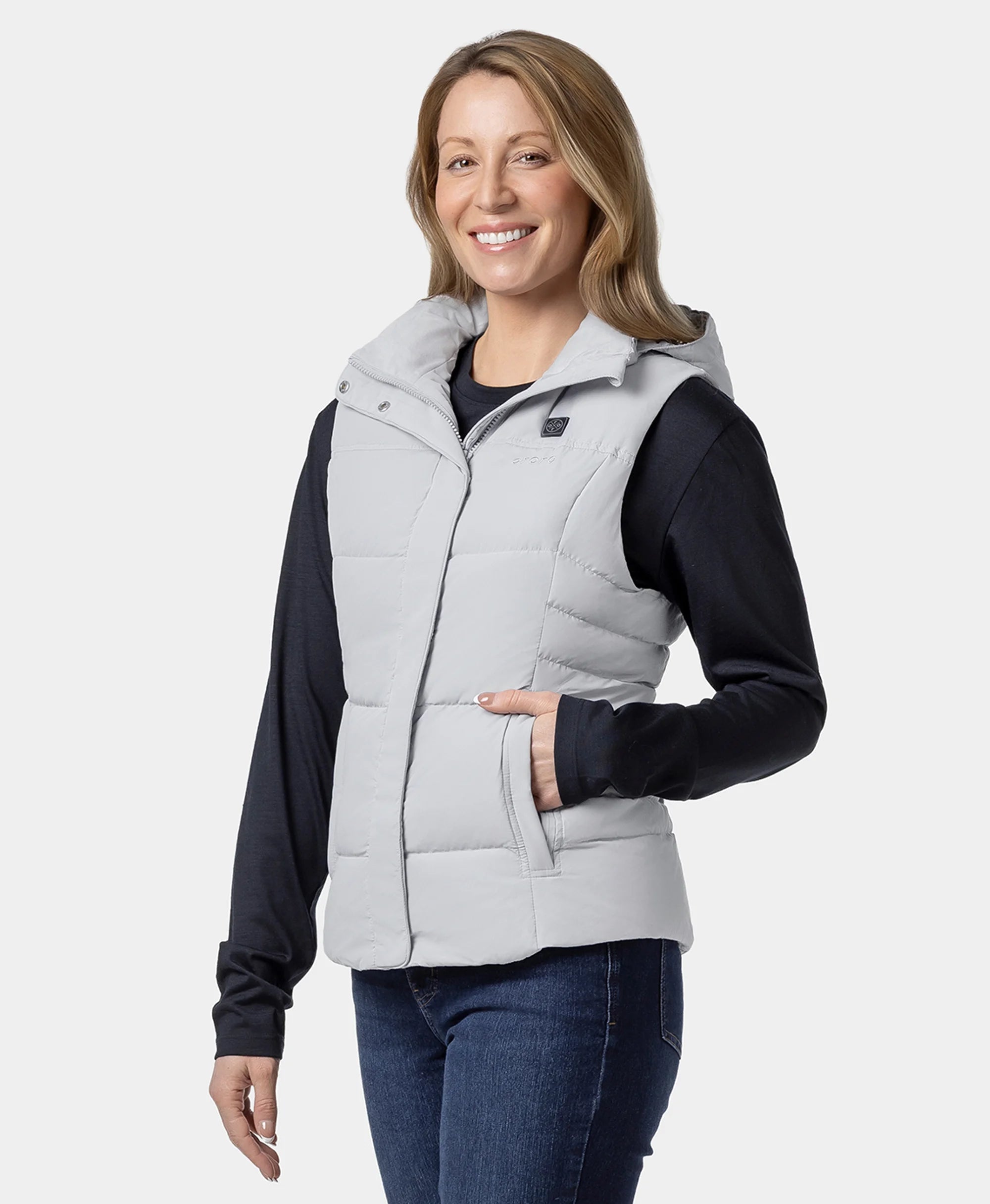Women's Heated Down Vest - Grey