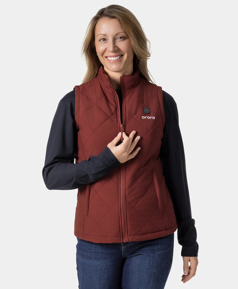 Women's Heated Quilted Vest - Drak Red  ,view 1