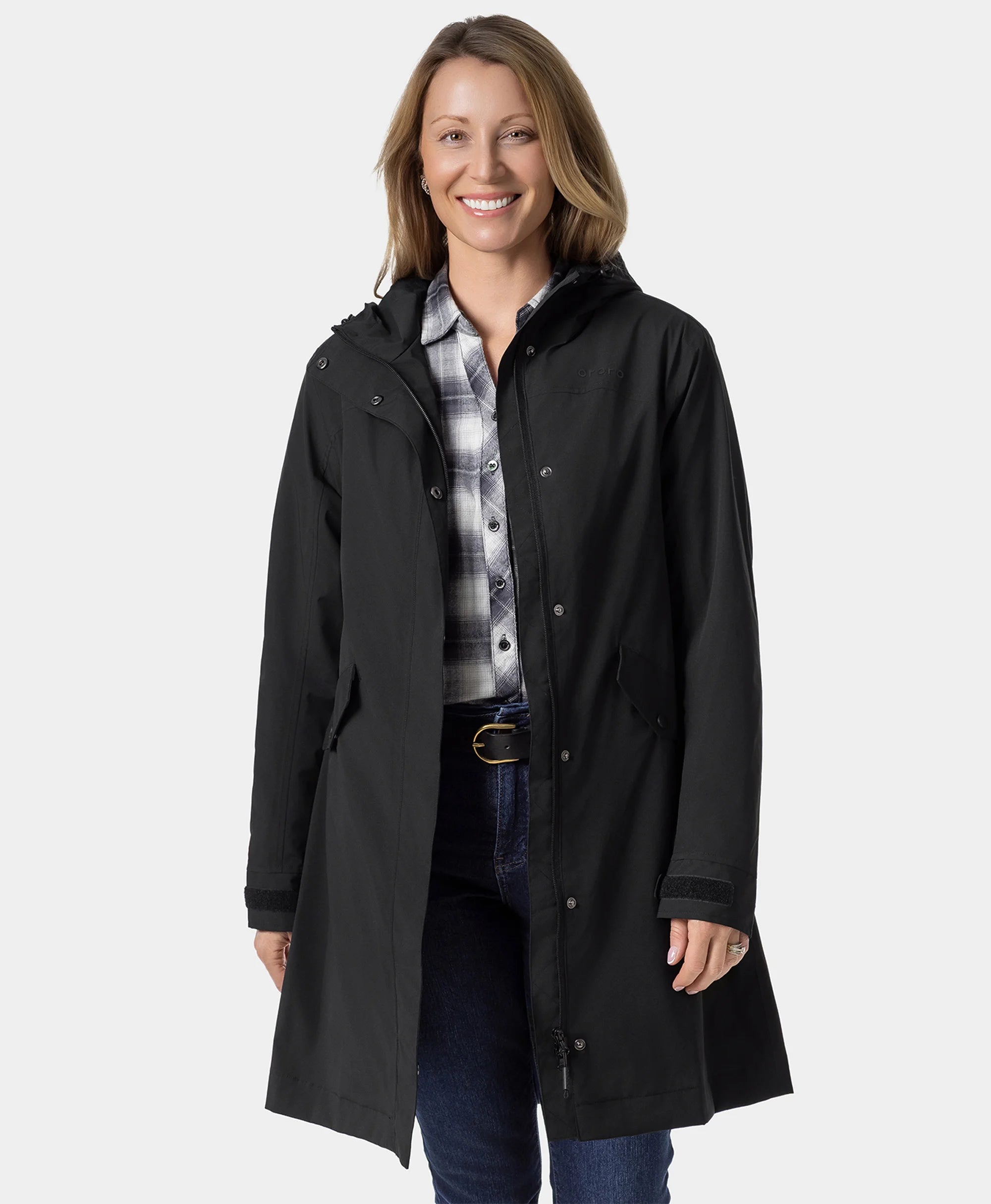 Downtown Women's Heated Rain Trench - Black