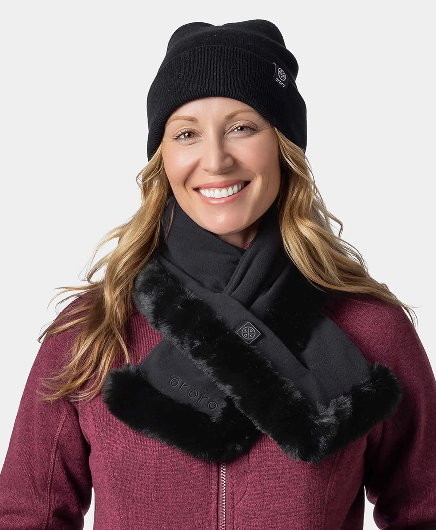 Queen Cove Unisex 1-Zone Heated Faux Fur Fleece Scarf