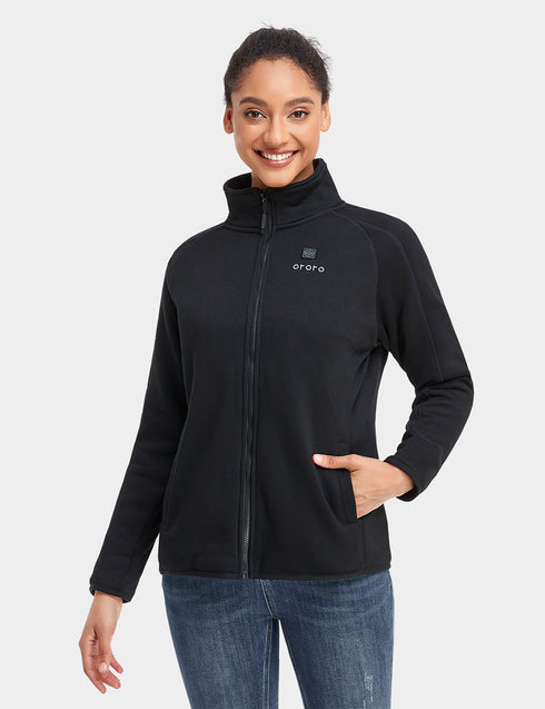 Women's Heated Full-Zip Fleece Jacket - Black view 1