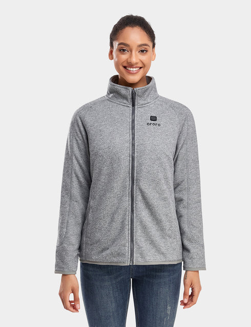 Women's Heated Full-Zip Fleece Jacket - Grey ,view 1