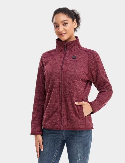 Women's Heated Full-Zip Fleece Jacket - Maroon ,view 1