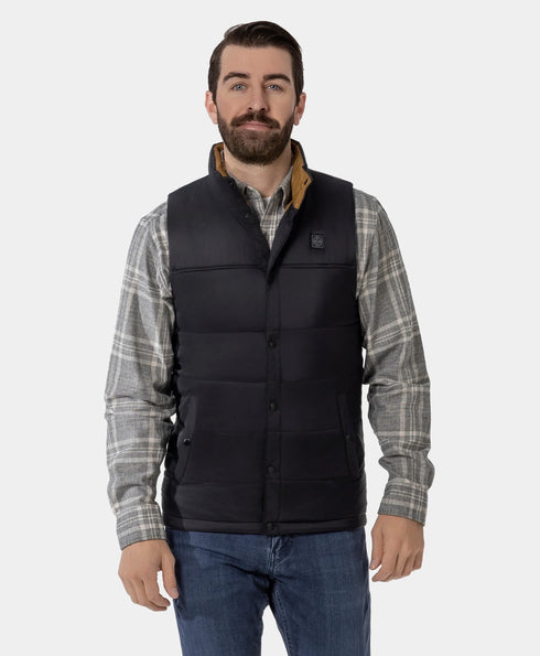 PuffLyte Men's 3-Zone Heated Lightweight Gilet - Black / Khaki ,view 1