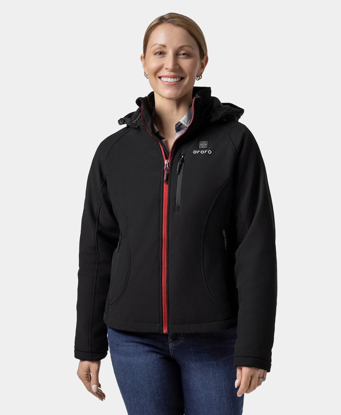 Women's Heated Jacket (4 Heating Zones) - Sharkskin Grey / Black & Red