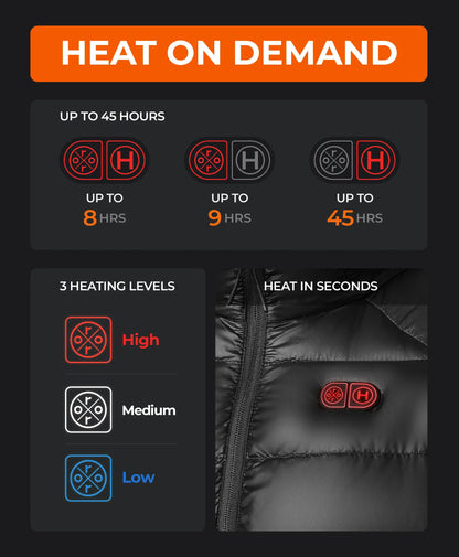 Aeropro Men's 8-Zone Packable Heated Down Jacket