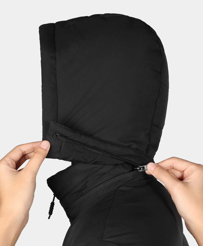 Detachable and adjustable hood removed with zipper