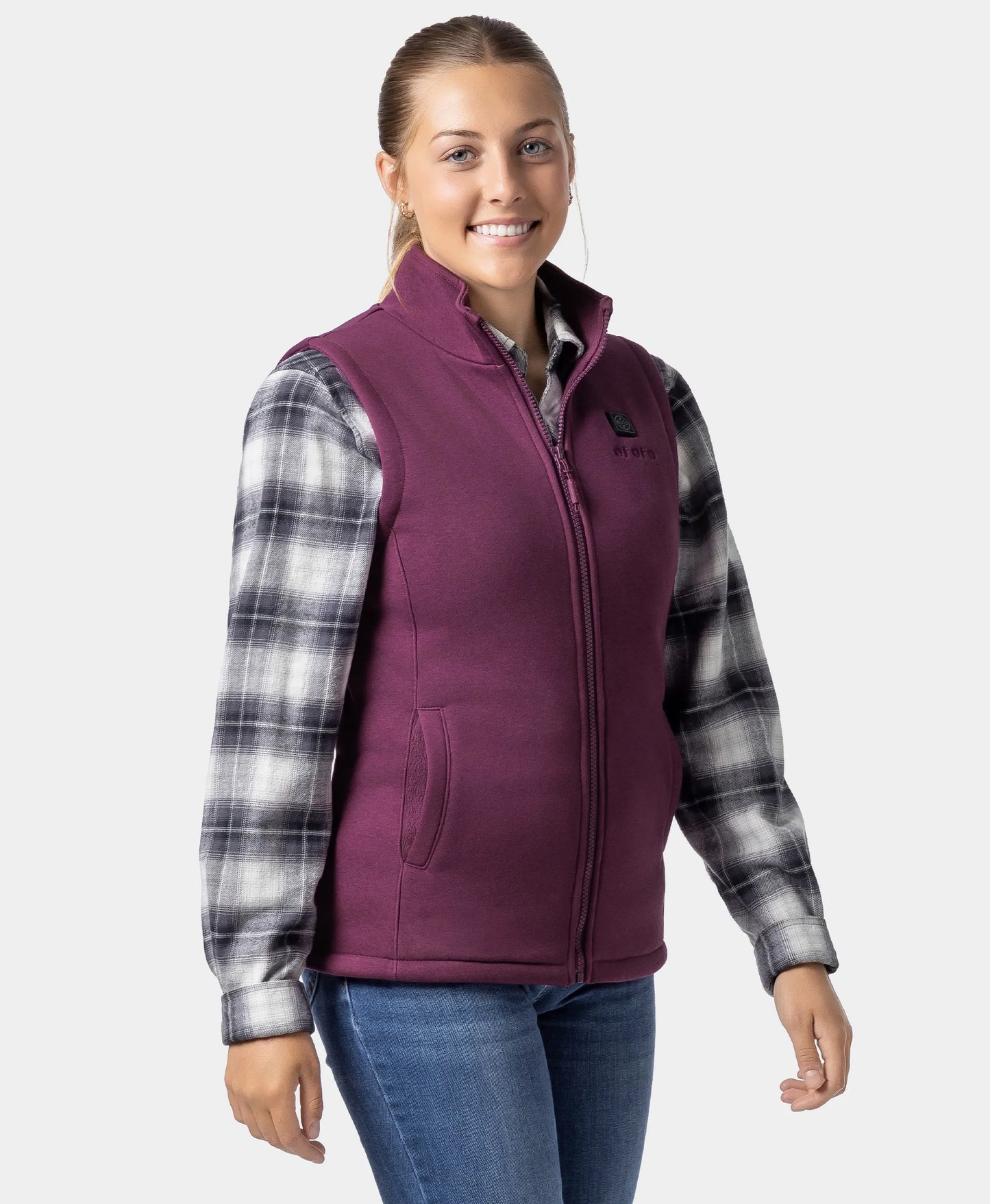 women heated fleece gilet purple