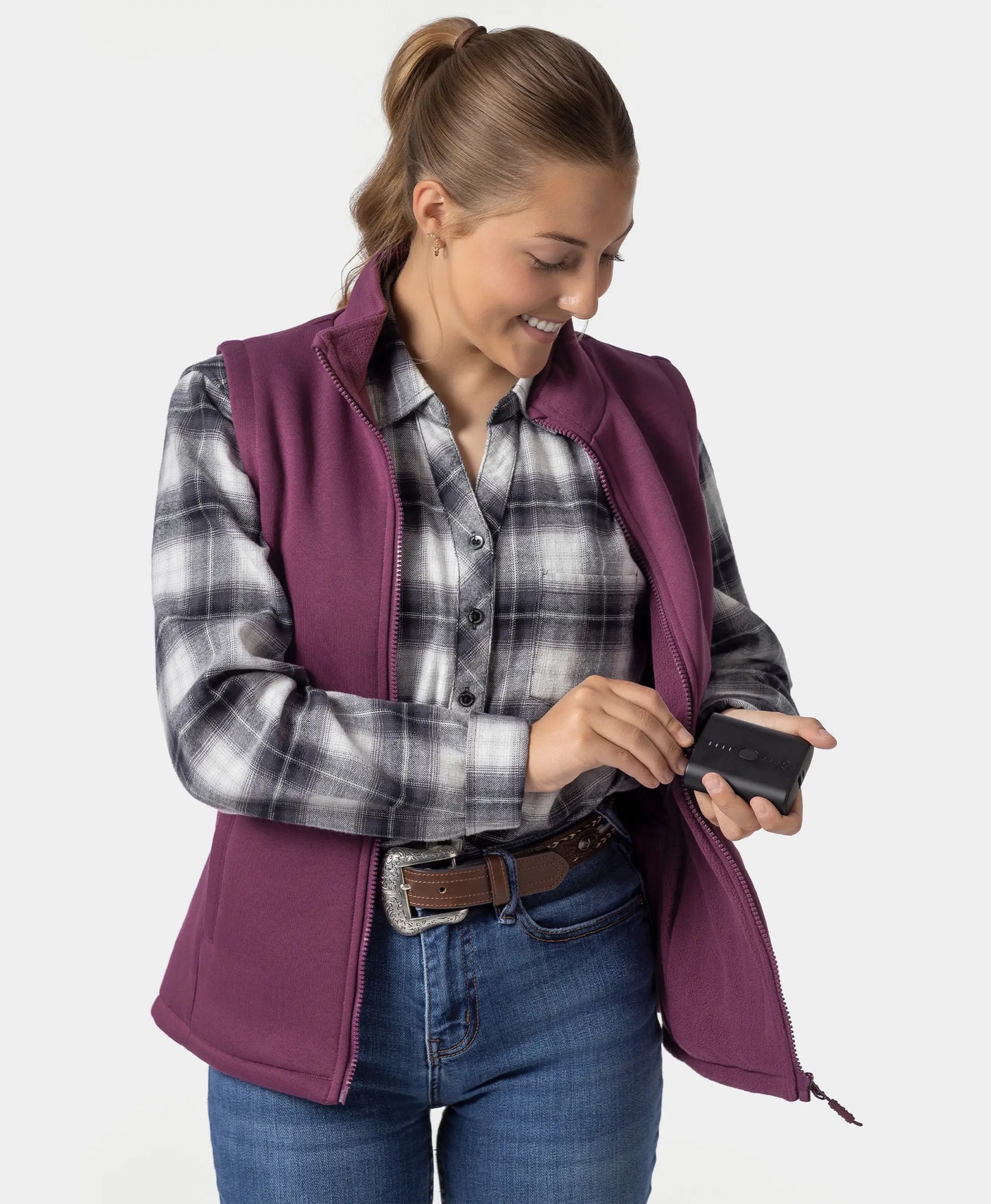 women heated fleece gilet purple