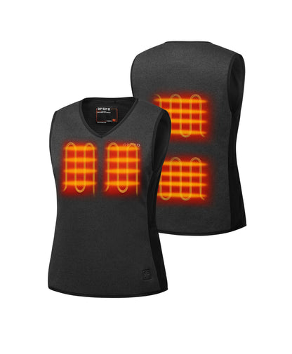 4 heating zones: left & right chest, mid-back, and lower back