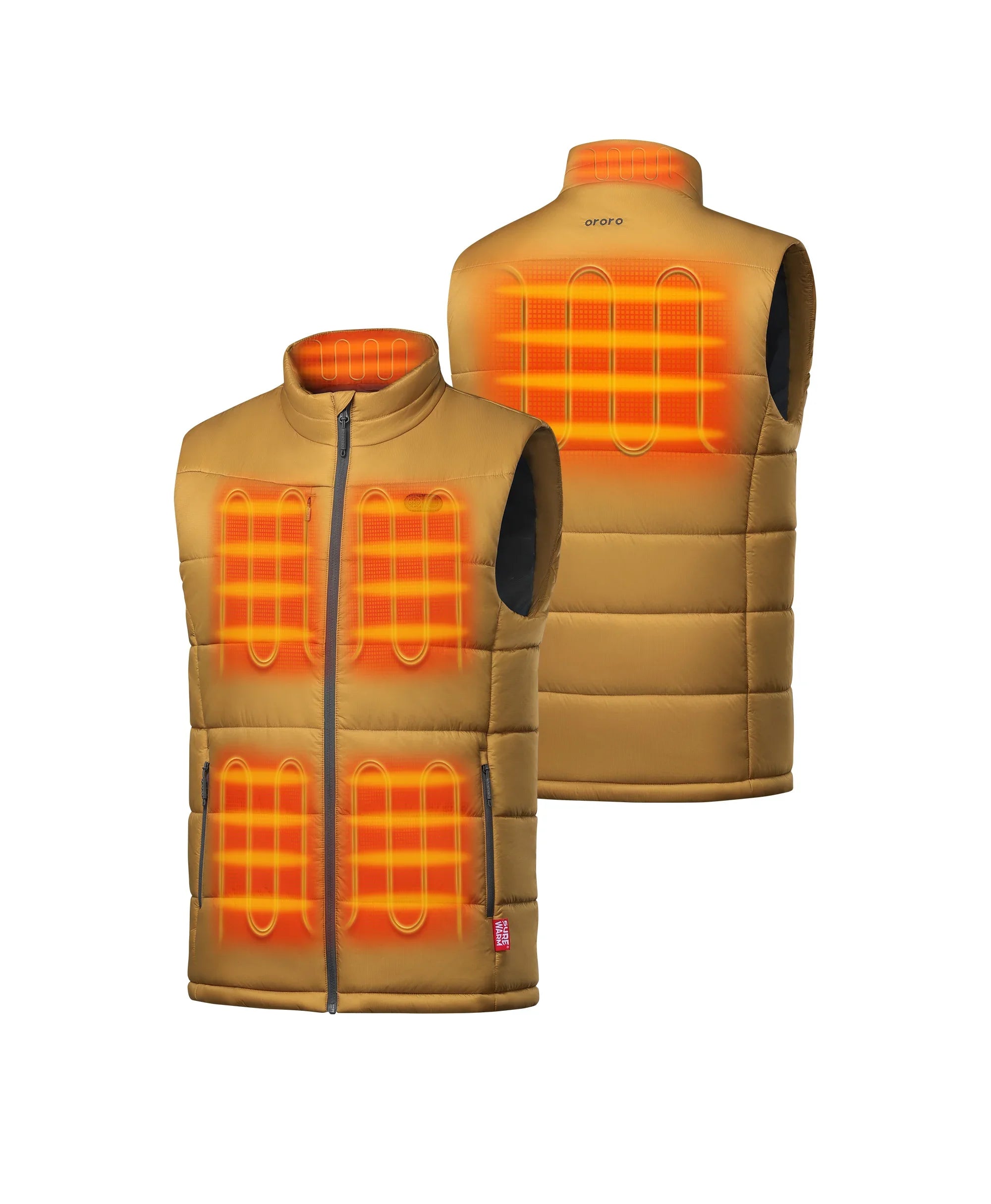 6 Heating zones: Left & Right Pockets, Left & Right Chest, Mid-back, Collar