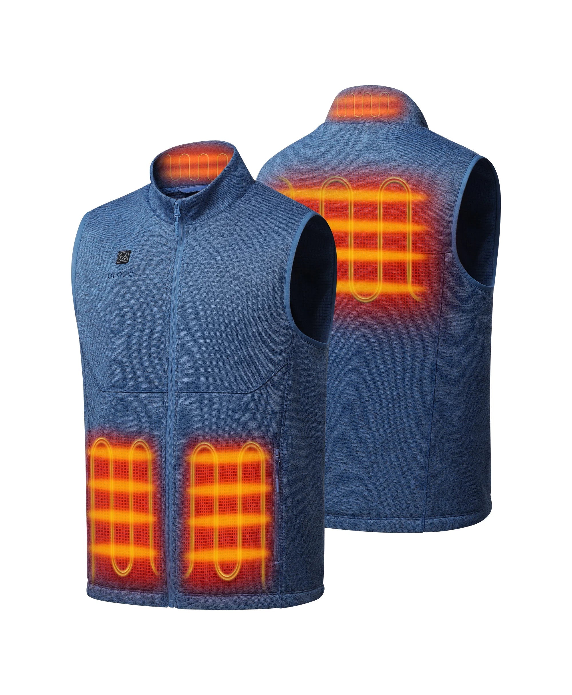 Augusta Tournament Men's 4-Zone Heated Sweater Fleece Vest-Blue